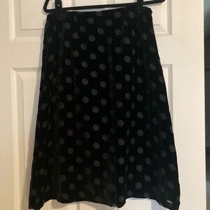 EUC velvet black polka dot skirt